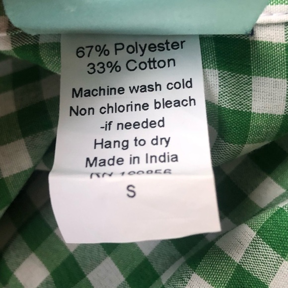 Haley & the Hound Green & White Gingham Long Sleeve Button Up Shirt Dress S - Picture 4 of 4